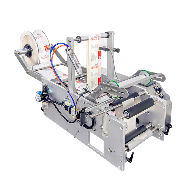 เครื่องติดฉลากตั้งโต๊ะแบบแมนนวล เครื่องติดฉลากกึ่งอัตโนมัติไฟฟ้าสำหรับขวดกลม