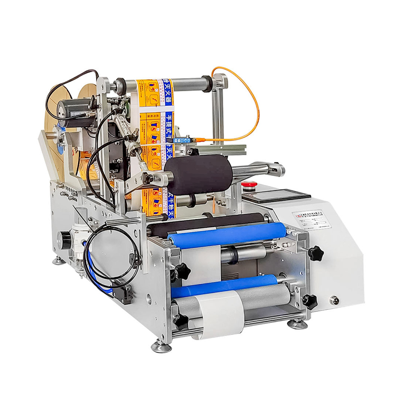 เครื่องติดฉลากตั้งโต๊ะแบบแมนนวล เครื่องติดฉลากกึ่งอัตโนมัติไฟฟ้าสำหรับขวดกลม