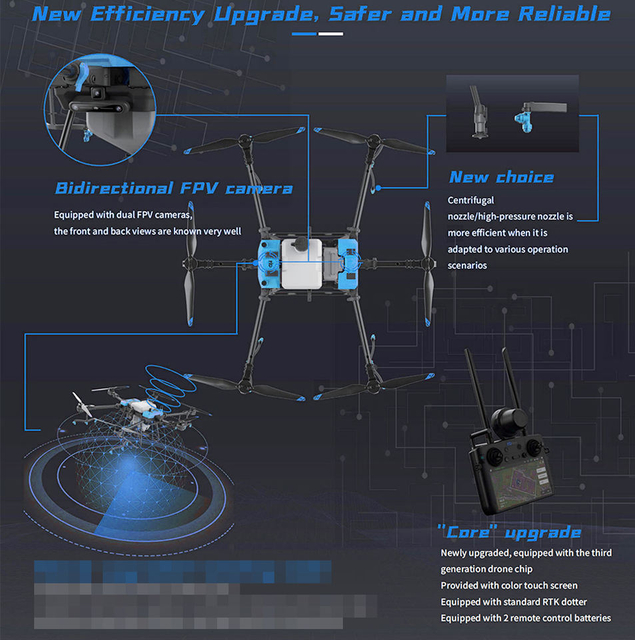 เครื่องพ่นสารเคมีทางการเกษตรแบบไฮบริดโดรนเพื่อการชลประทานของพืช