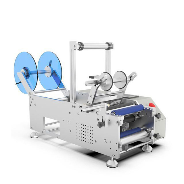 เครื่องติดฉลากตั้งโต๊ะแบบแมนนวล เครื่องติดฉลากกึ่งอัตโนมัติไฟฟ้าสำหรับขวดกลม