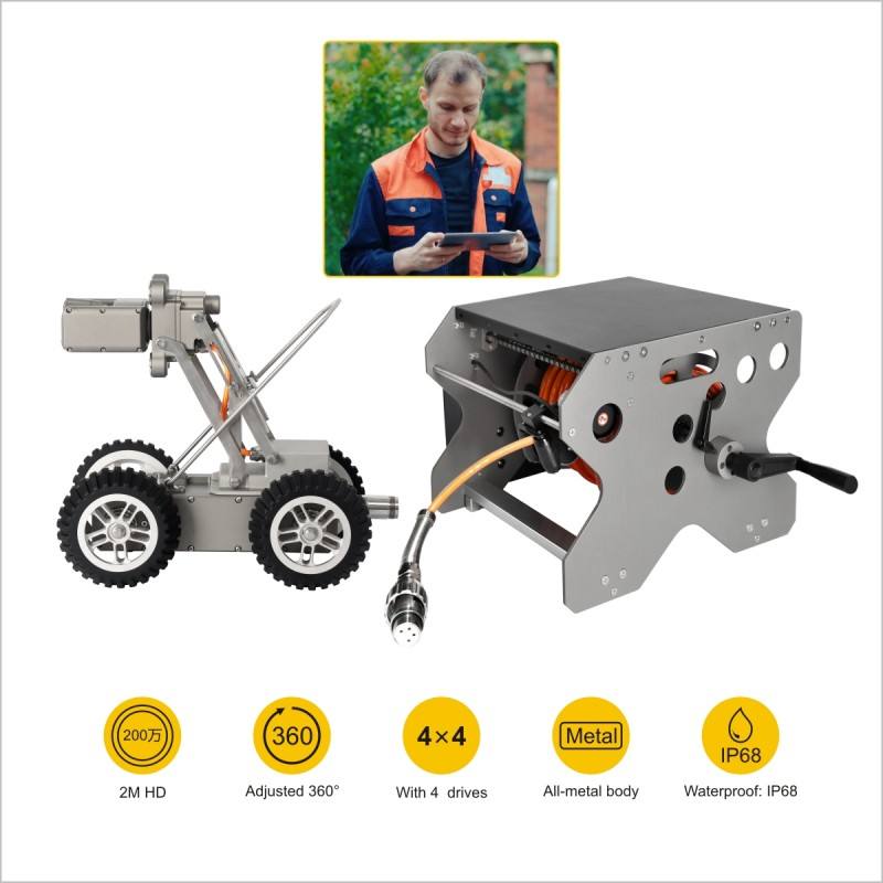 60M/120M 512HZ Locator 360 หมุน Endoscope Crawler ท่อระบายน้ำเทศบาลท่อกล้องตรวจสอบท่อท่อหุ่นยนต์