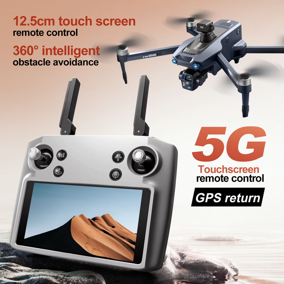 3 แกนกล Gimbal 360 การหลีกเลี่ยงอุปสรรค 5g Wifi Fpv Mapping Drone