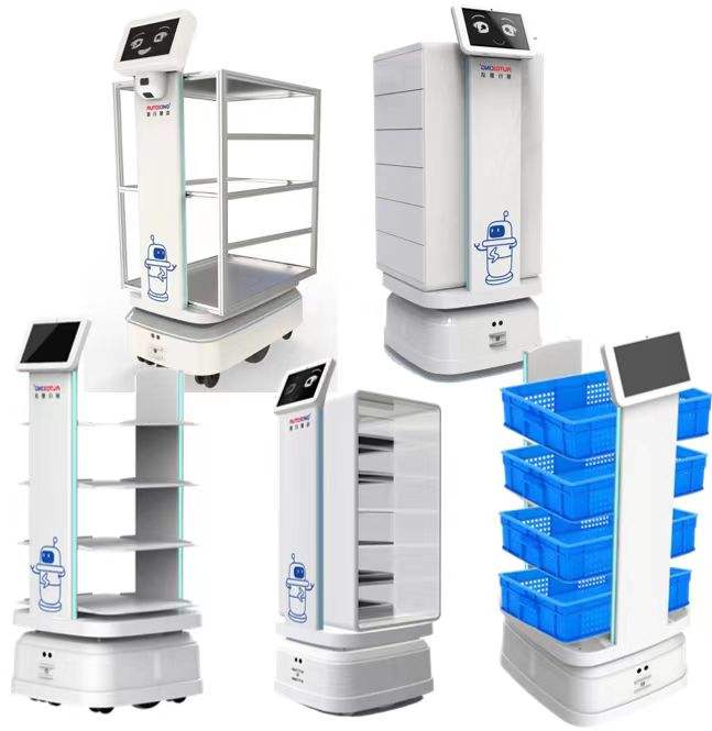 คลังสินค้าโรงงานขนส่ง AGV บรรทุกหุ่นยนต์ลอจิสติกส์ 600KG รองรับหุ่นยนต์ส่งโรงงานพัฒนารอง