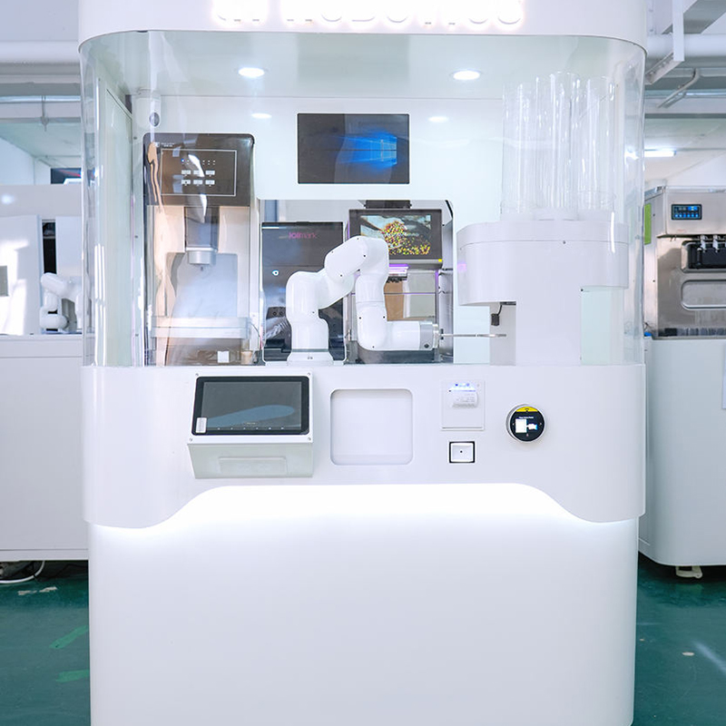 เครื่องทำกาแฟหุ่นยนต์บาริสต้าอัจฉริยะอัตโนมัติเต็มรูปแบบพร้อมหุ่นยนต์ทำงานร่วมกัน 6 แกน