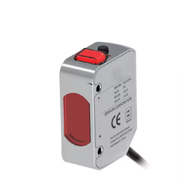 โฟโตเซลล์เลเซอร์เซนเซอร์แบบสะท้อนแสงพร้อมขายึด 25–150 มม. การตรวจจับและการนับวัตถุสามเหลี่ยมในพื้นที่ใช้งาน