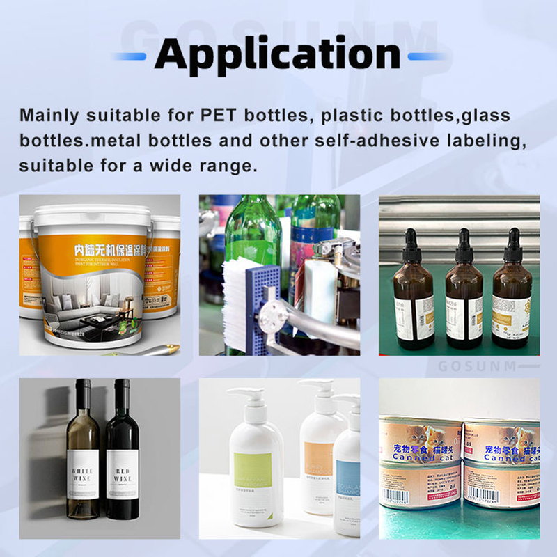เครื่องติดฉลากขวดกลมอัตโนมัติเครื่องติดฉลากฉลาก Applicator 60-200 ชิ้น/นาทีสำหรับเครื่องสำอาง/ยา/อาหาร/ขวด FMCG